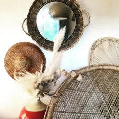 Miroir rotin fibres naturelles 35cm