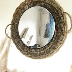 Miroir rotin fibres naturelles 35cm
