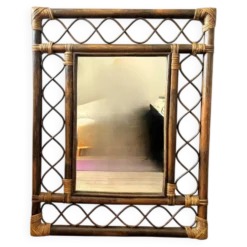 Miroir rotin 70's