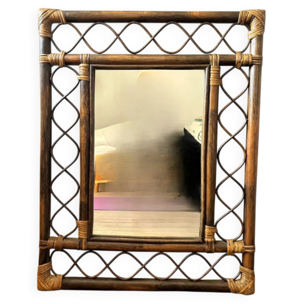 Miroir rotin 70's