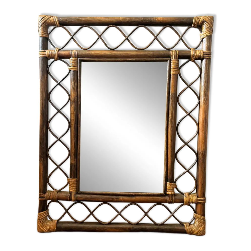 Miroir rotin 70's