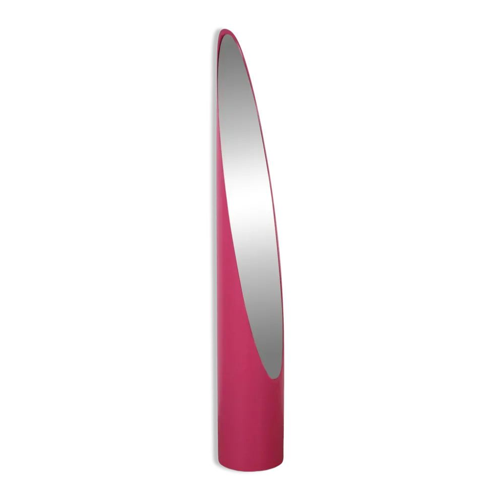 Miroir à rouge à lèvres, rose, design italien, années 1970, designer : Rodolfo Bonetto