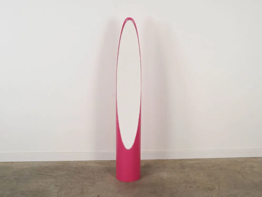 Miroir à rouge à lèvres, rose, design italien, années 1970, designer : Rodolfo Bonetto