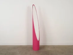 Miroir à rouge à lèvres, rose, design italien, années 1970, designer : Rodolfo Bonetto