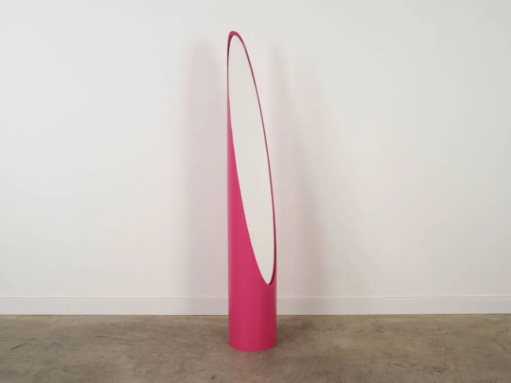 Miroir à rouge à lèvres, rose, design italien, années 1970, designer : Rodolfo Bonetto
