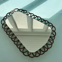 Miroir rétroviseur en rotin