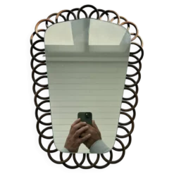 Miroir rétroviseur en rotin