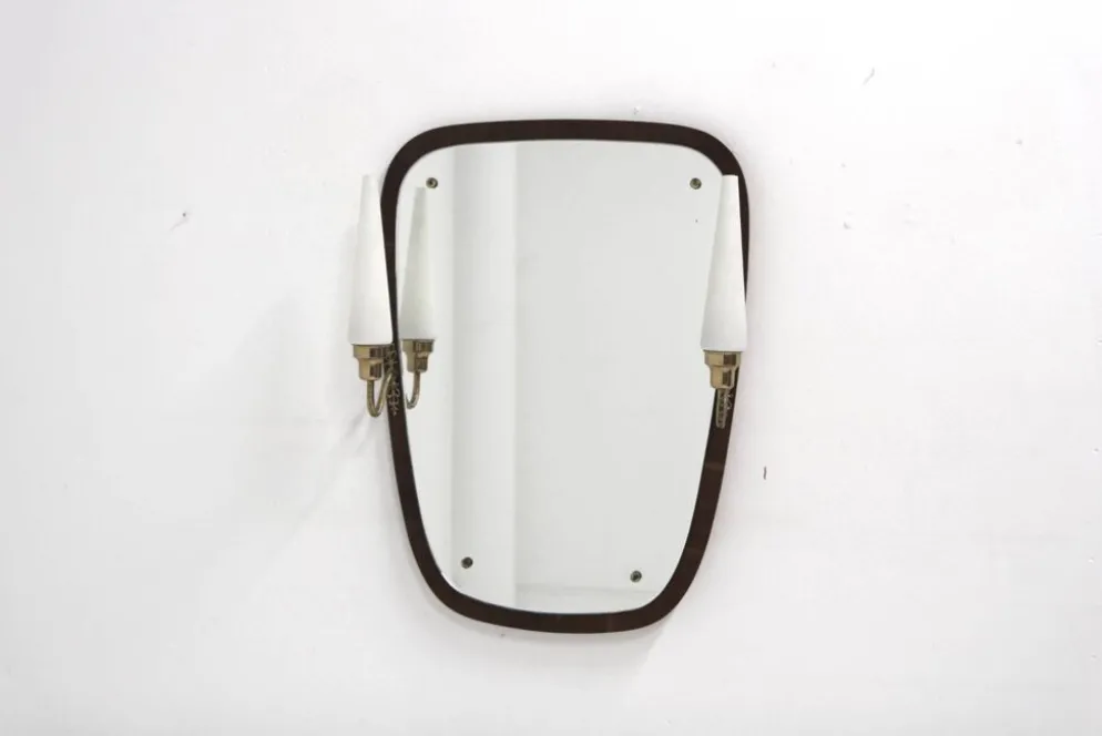 Miroir scandinave en acajou, 76x55cm, Suède, 1950
