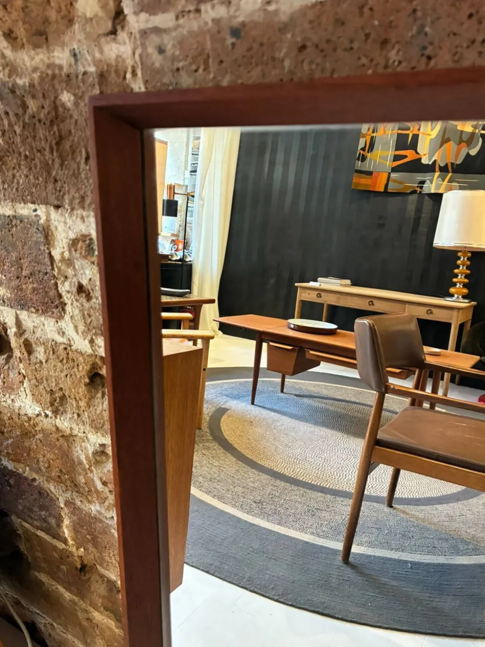 Miroir scandinave en teck, Années 1960