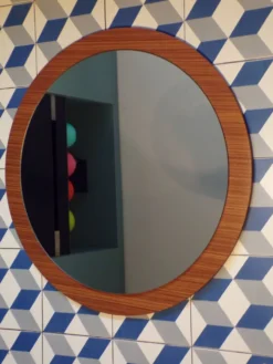 Miroir scandinave en teck Ø 65cm