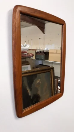 Miroir scandinave en teck massif, Danemark vers 1970