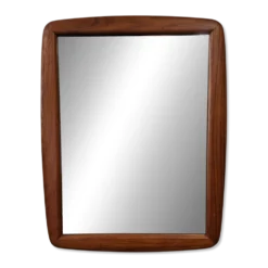 Miroir scandinave en teck massif, Danemark vers 1970