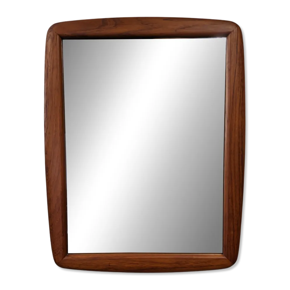 Miroir scandinave en teck massif, Danemark vers 1970