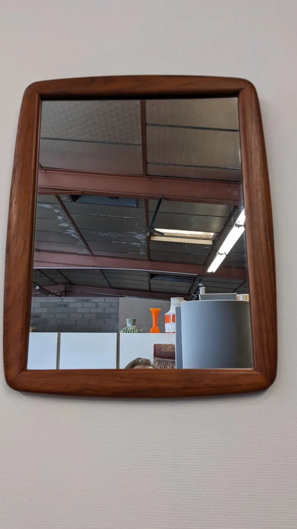 Miroir scandinave en teck massif, Danemark vers 1970