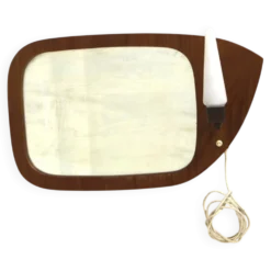 Miroir scandinave en teck, 38x62cm, Suède, 1950