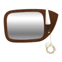 Miroir scandinave en teck, 38x62cm, Suède, 1950