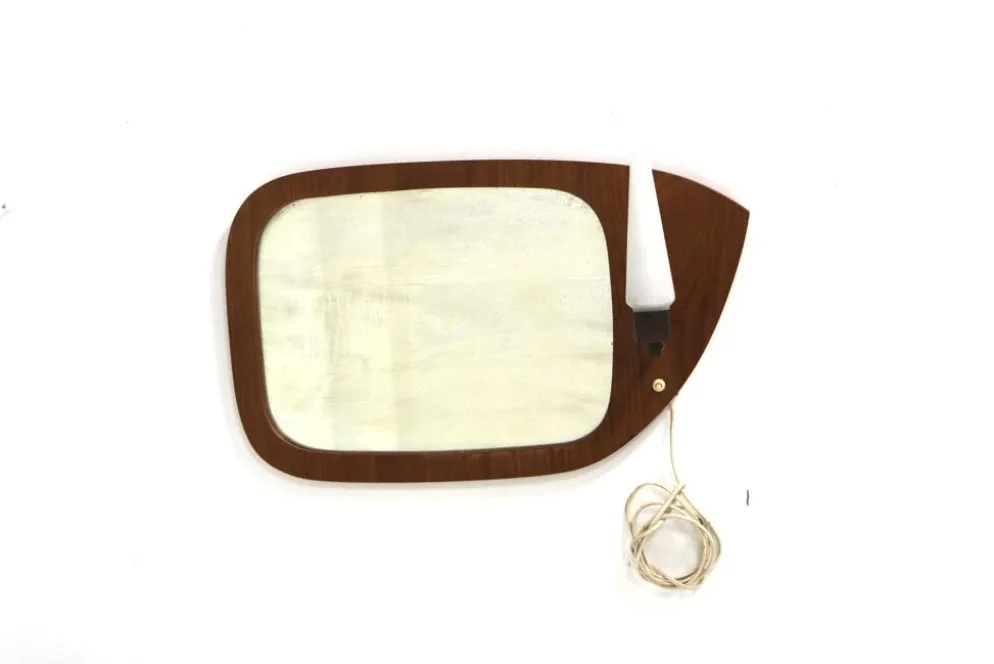Miroir scandinave en teck, 38x62cm, Suède, 1950