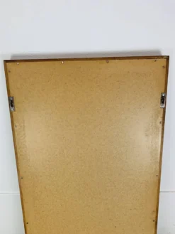Miroir scandinave à tablette asymétrique en bois, années 60