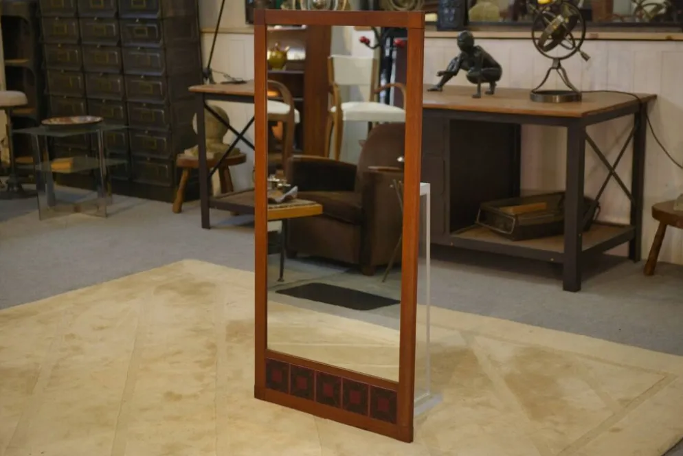Miroir scandinave teck et céramique 1960’s
