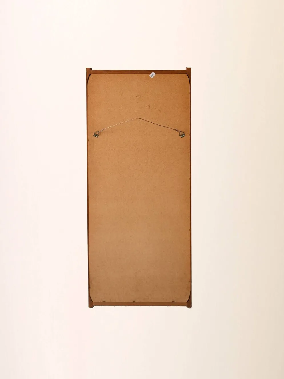 Miroir scandinave vintage en teck avec cadre rainuré