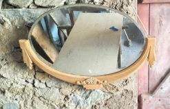 Miroir sculpté en bois Art Nouveau France 1920 forme ovale