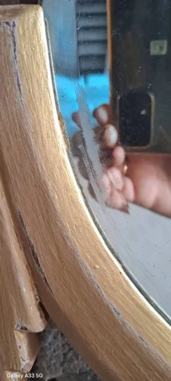 Miroir sculpté en bois Art Nouveau France 1920 forme ovale