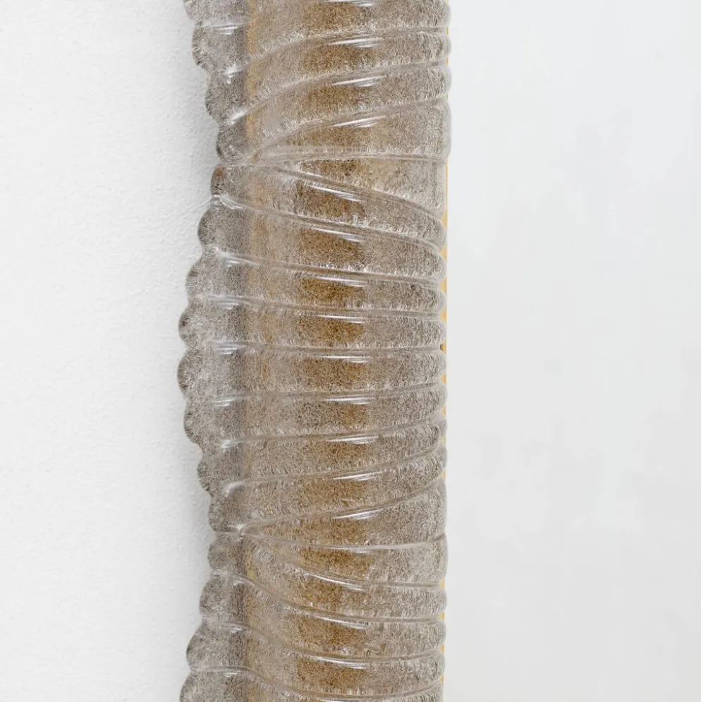 Miroir sculptural rétro moderne italien rétroéclairé en verre de Murano et laiton