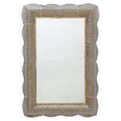 Miroir sculptural rétro moderne italien rétroéclairé en verre de Murano et laiton