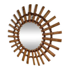 Miroir soleil bambou 1950