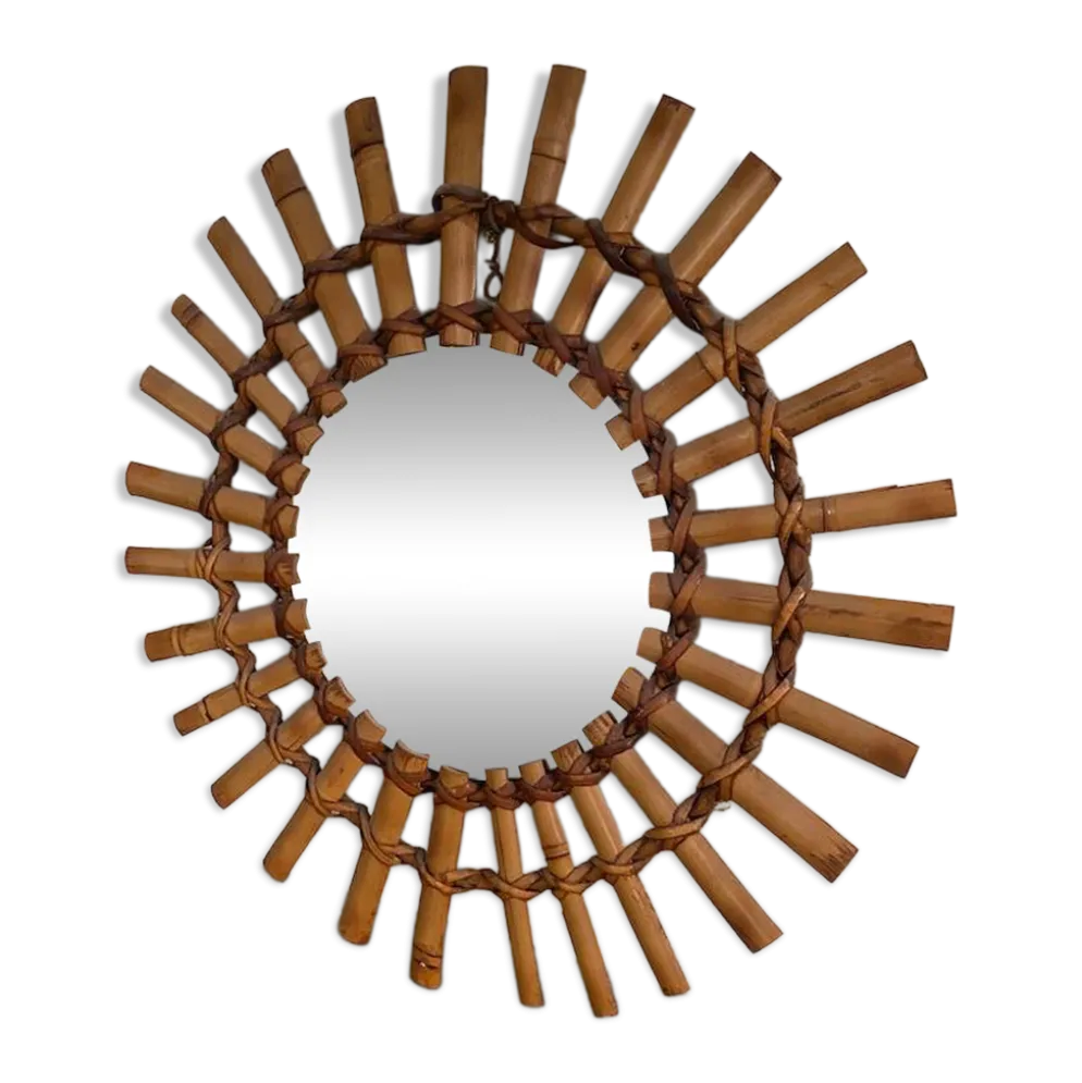 Miroir soleil bambou 1950