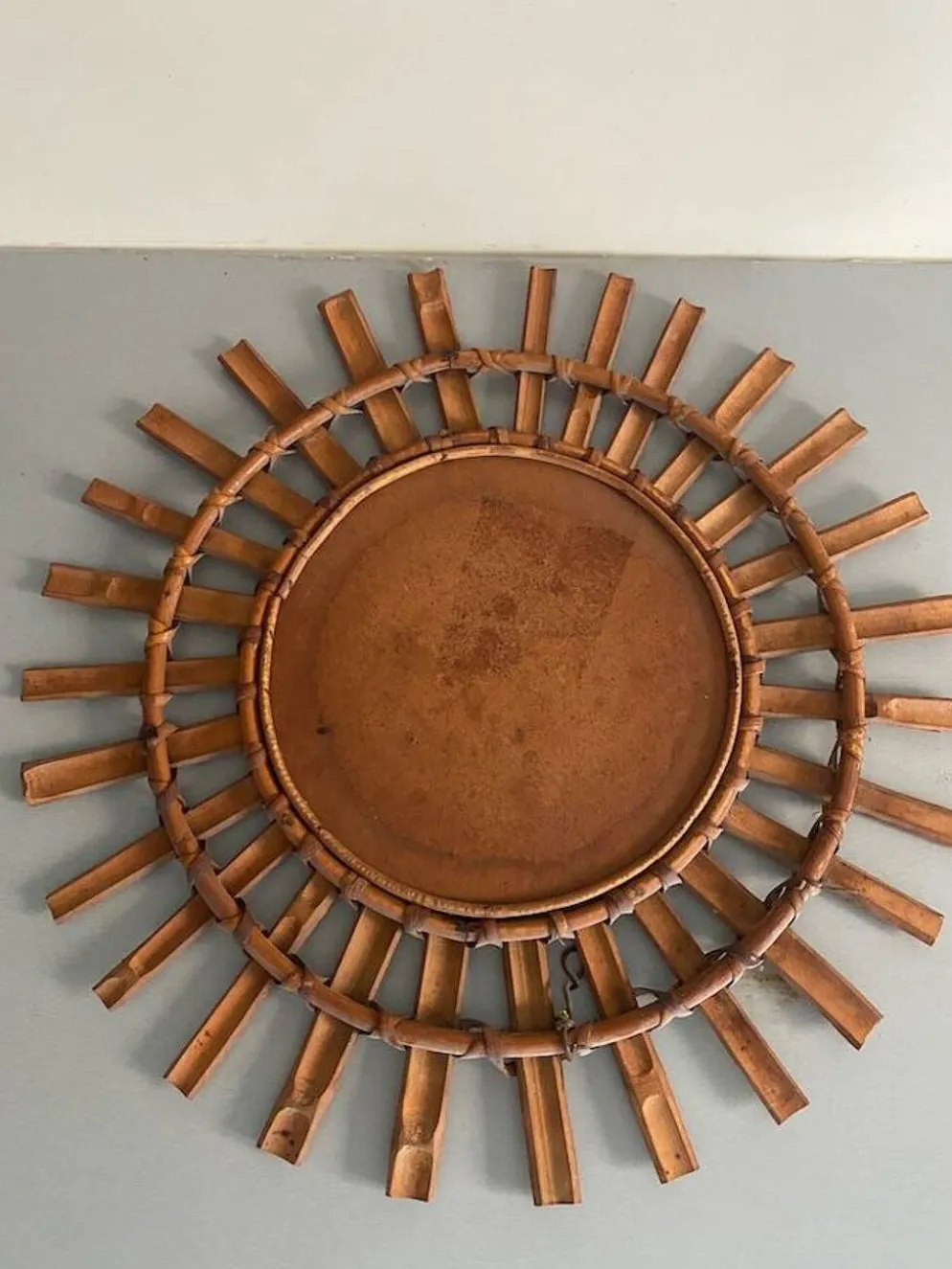 Miroir soleil bambou 1950