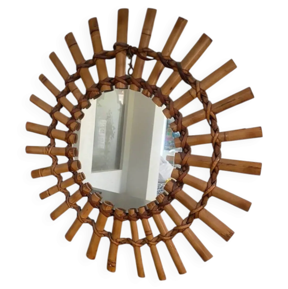 Miroir soleil bambou 1950