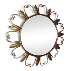 Miroir Soleil Convexe Vintage par Deknudt – Style Hollywood Regency – Année