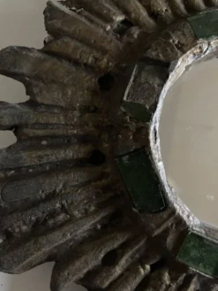 Miroir soleil de Irena Jaworska en plomb doré et verre vert 1960
