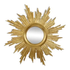 Miroir soleil Deknudt en bois doré des années 60, 69 cm