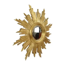 Miroir soleil Deknudt en bois doré des années 60, 69 cm