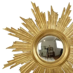 Miroir soleil Deknudt en bois doré des années 60, 69 cm