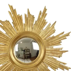 Miroir soleil Deknudt en bois doré des années 60, 69 cm