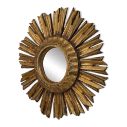 Miroir soleil en bois doré 1950