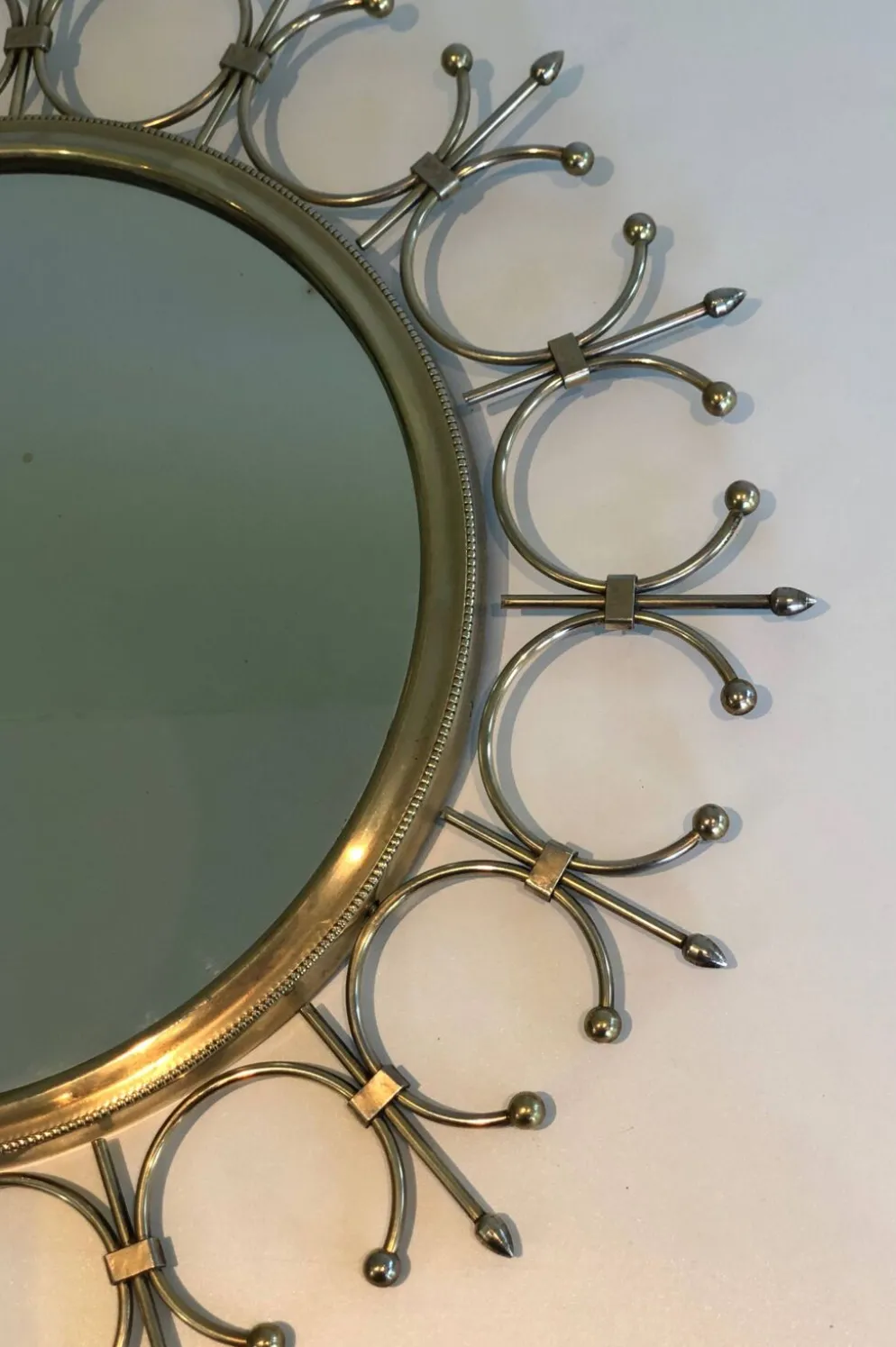 Miroir soleil en laiton et acier brossé