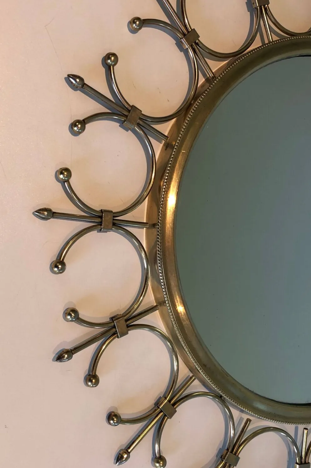 Miroir soleil en laiton et acier brossé
