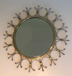 Miroir soleil en laiton et acier brossé