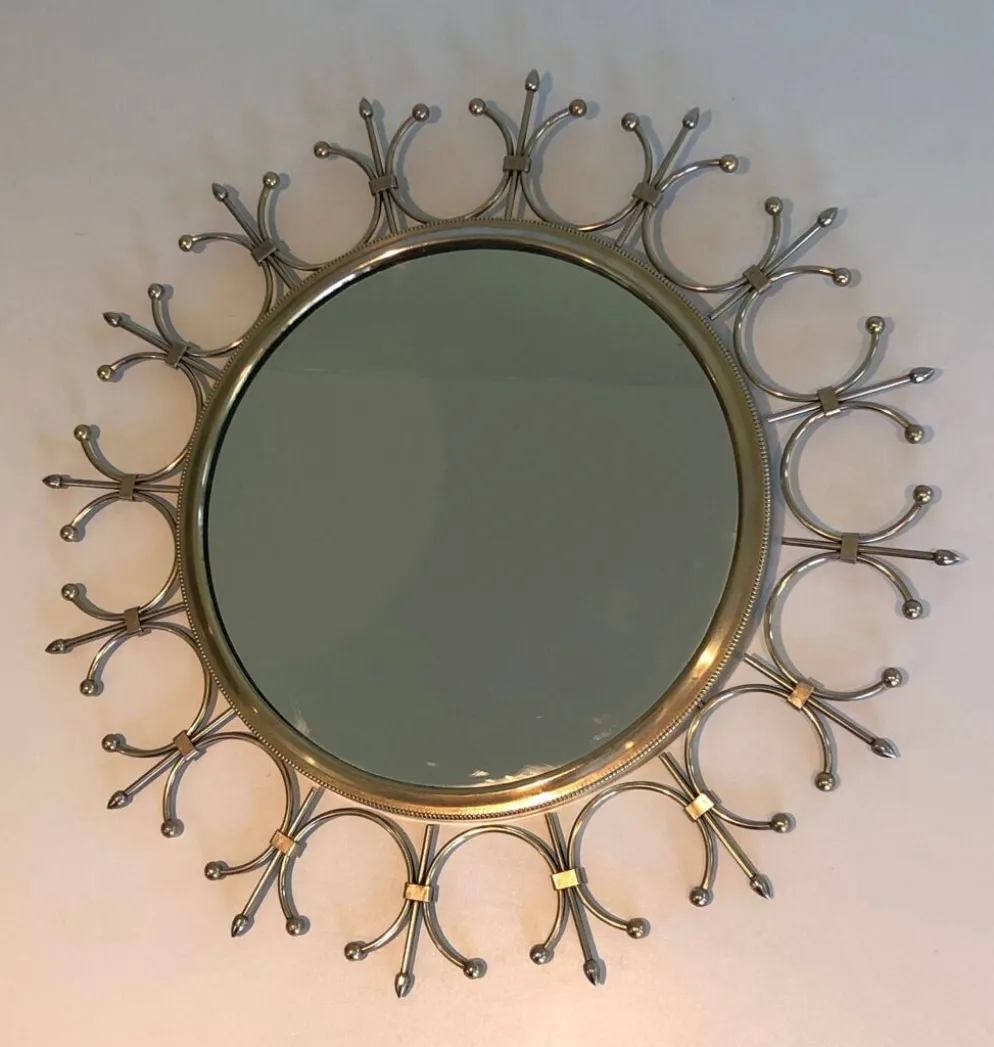 Miroir soleil en laiton et acier brossé
