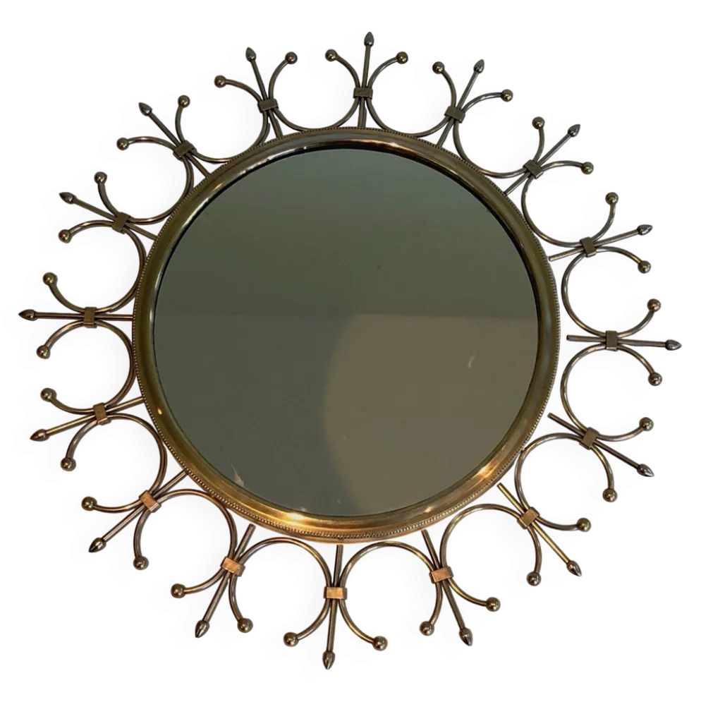 Miroir soleil en laiton et acier brossé