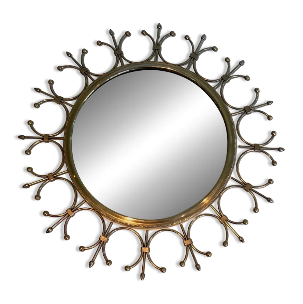 Miroir soleil en laiton et acier brossé