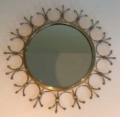Miroir soleil en laiton et acier brossé