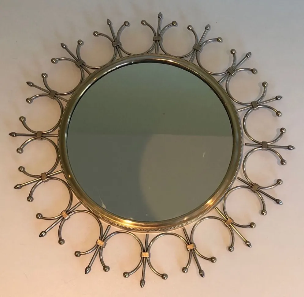 Miroir soleil en laiton et acier brossé