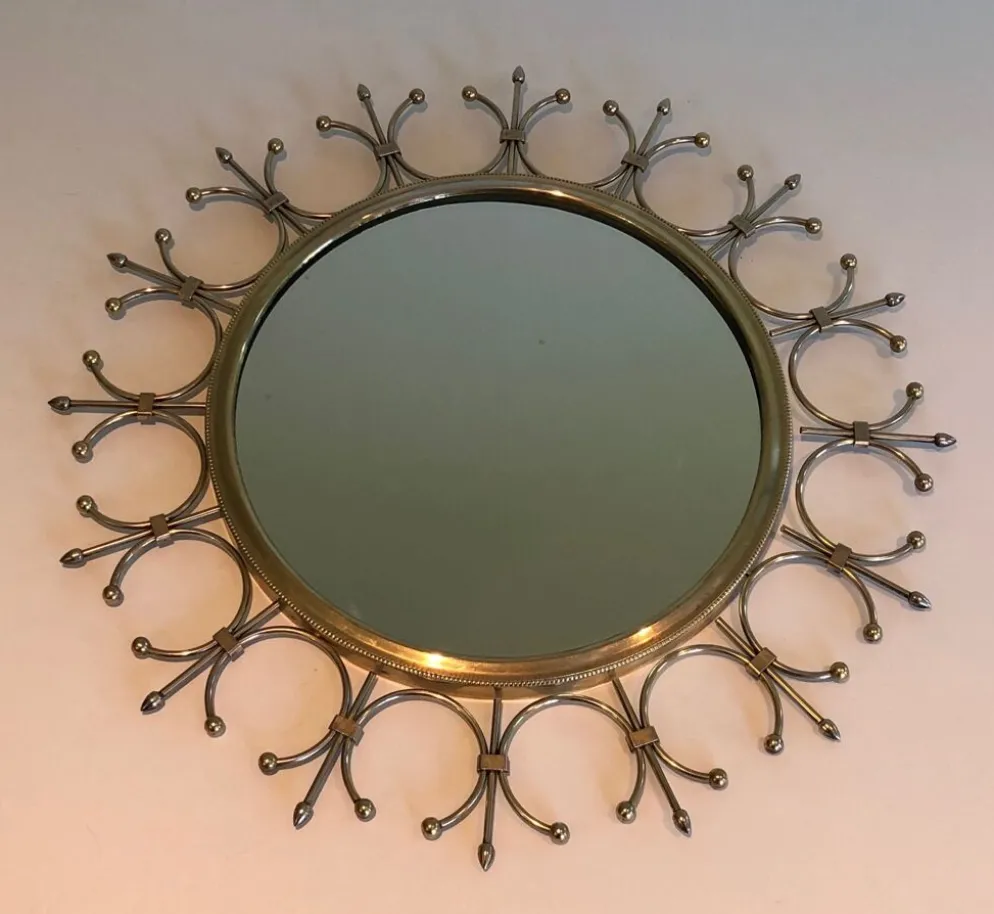 Miroir soleil en laiton et acier brossé