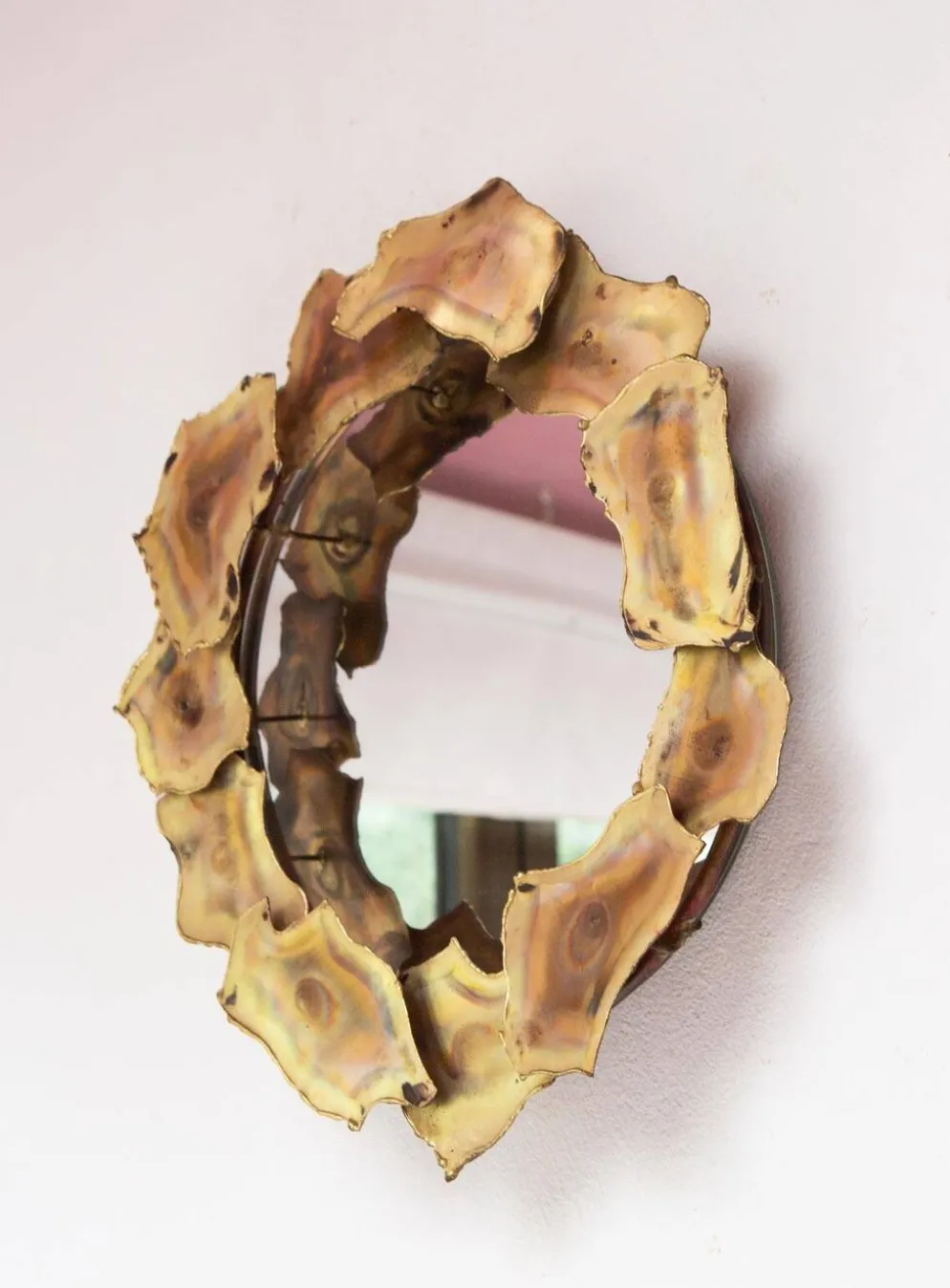 Miroir soleil en laiton vers 1970 (31 cm)