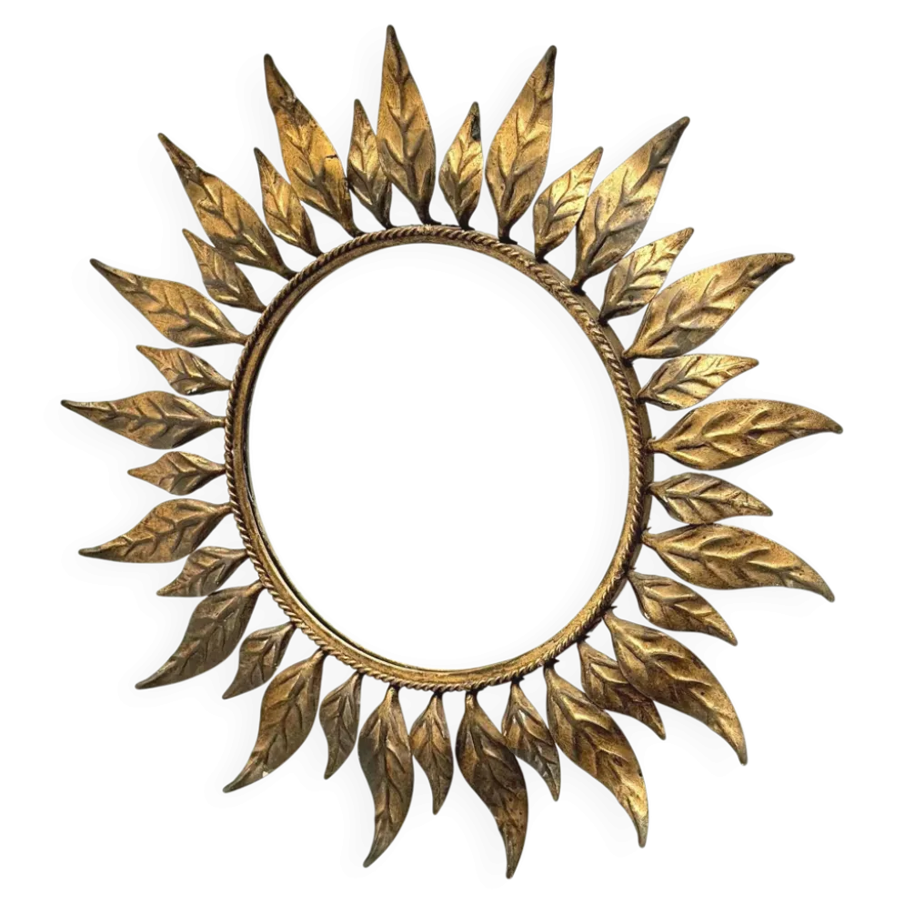 Miroir soleil en métal, Espagne 1960